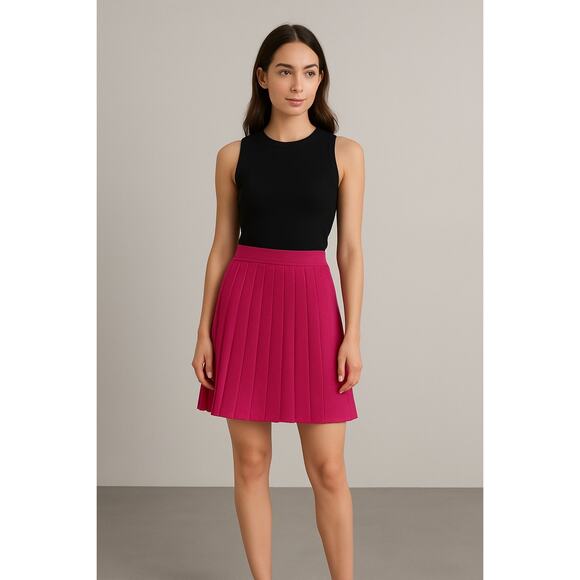Authentic Yves Saint Laurent Pink Pleated Wool Blend Skirt Lined SZ 4-6 - Picture 2 of 16